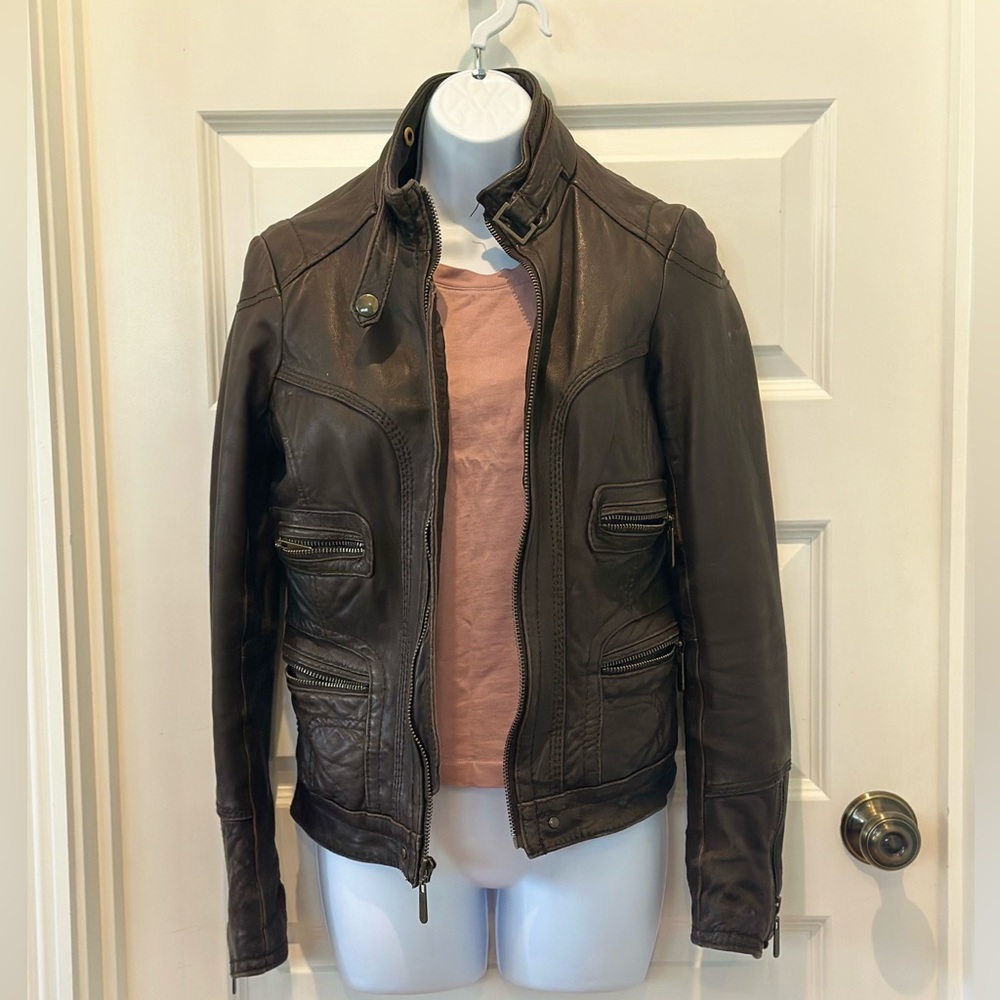 AQUA Leather Bomber